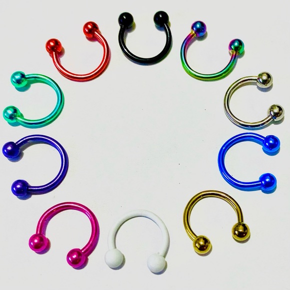 Horseshoe Ring Hoop 16g 8mm 5/16" Lip Ear Nose - Picture 1 of 8